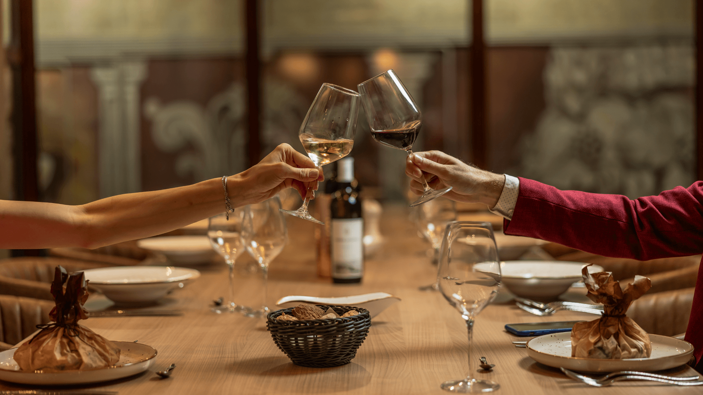 Picture of couple with glasses of wine